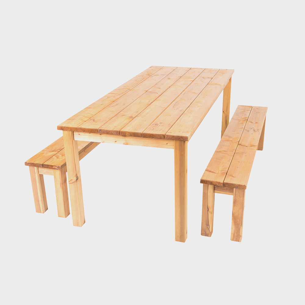 Tavolo da giardino con panchine in legno 200x78x74h Set Cesis