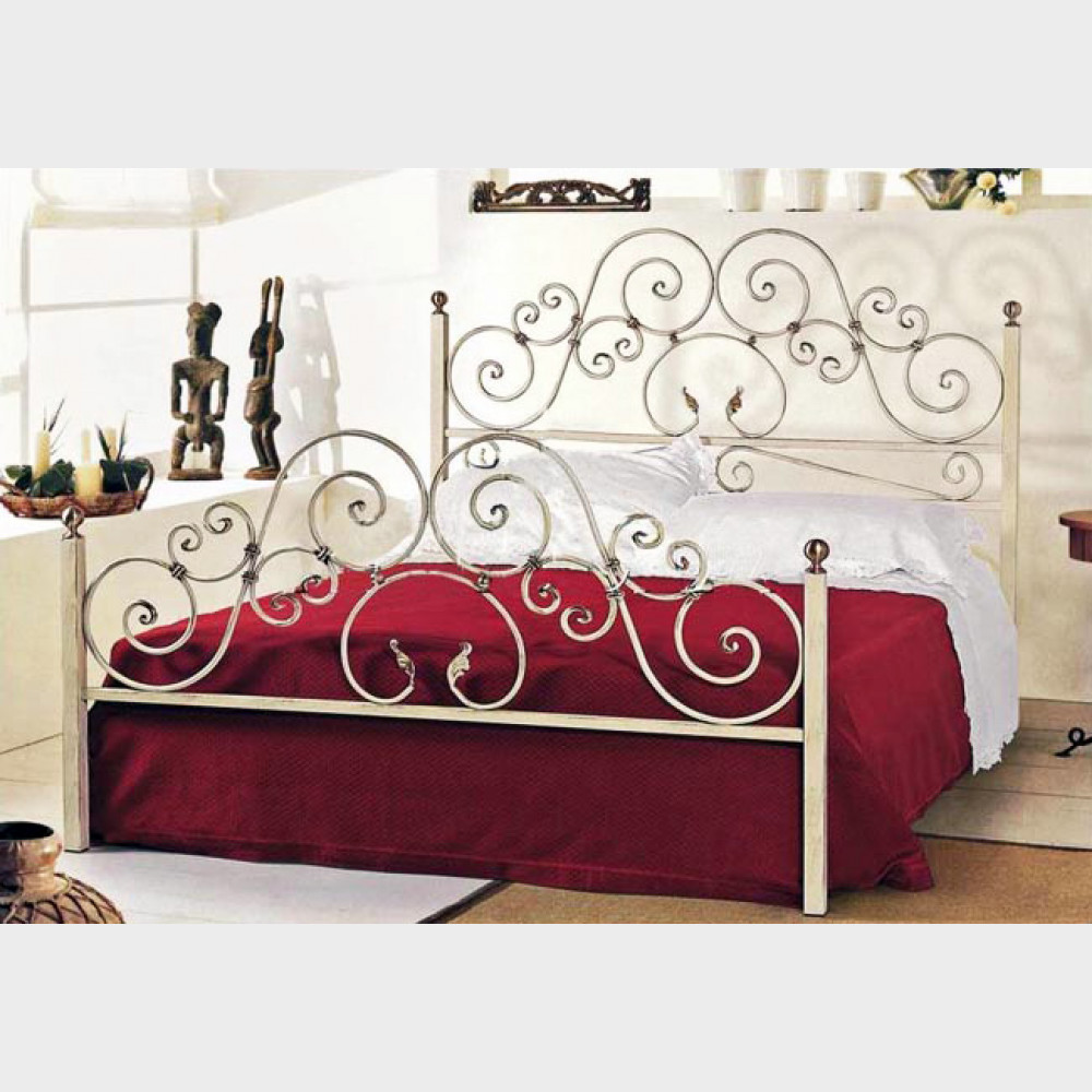 Letto Matrimoniale Tondino In Ferro Battuto Con Testiera E Pediera 172x202x145h